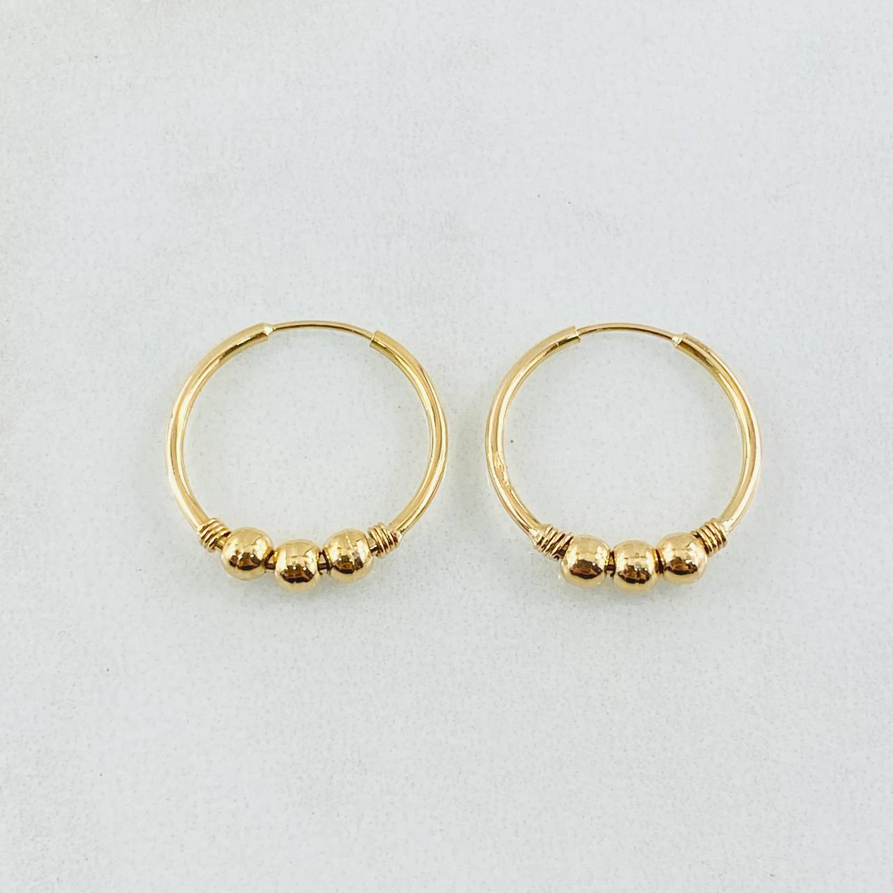 Hoop Earrings Trio 1.2gr / 0.6in / 18K Gold