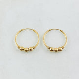 Trio Bead Hoop Earrings 1.2gr / 18K Yellow Gold