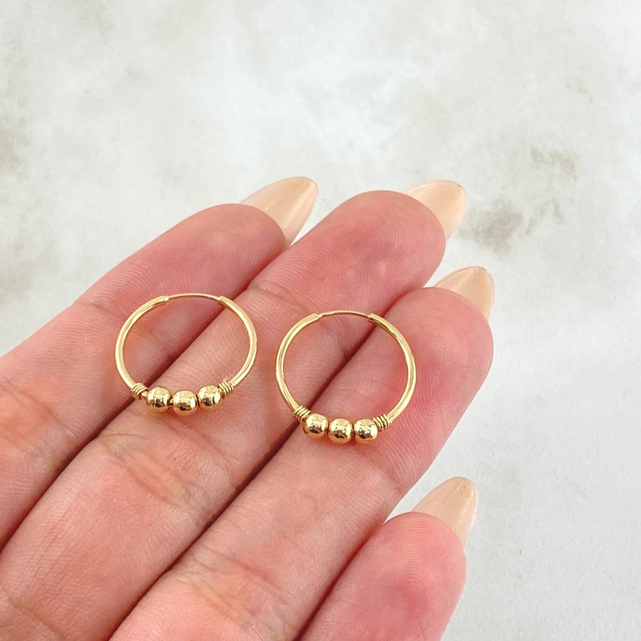 Hoop Earrings Trio 1.2gr / 0.6in / 18K Gold