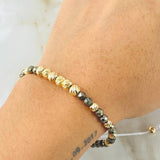 Pyrite Grayish Bone Bracelet 5mm-4mm 16 pcs 18K Gold