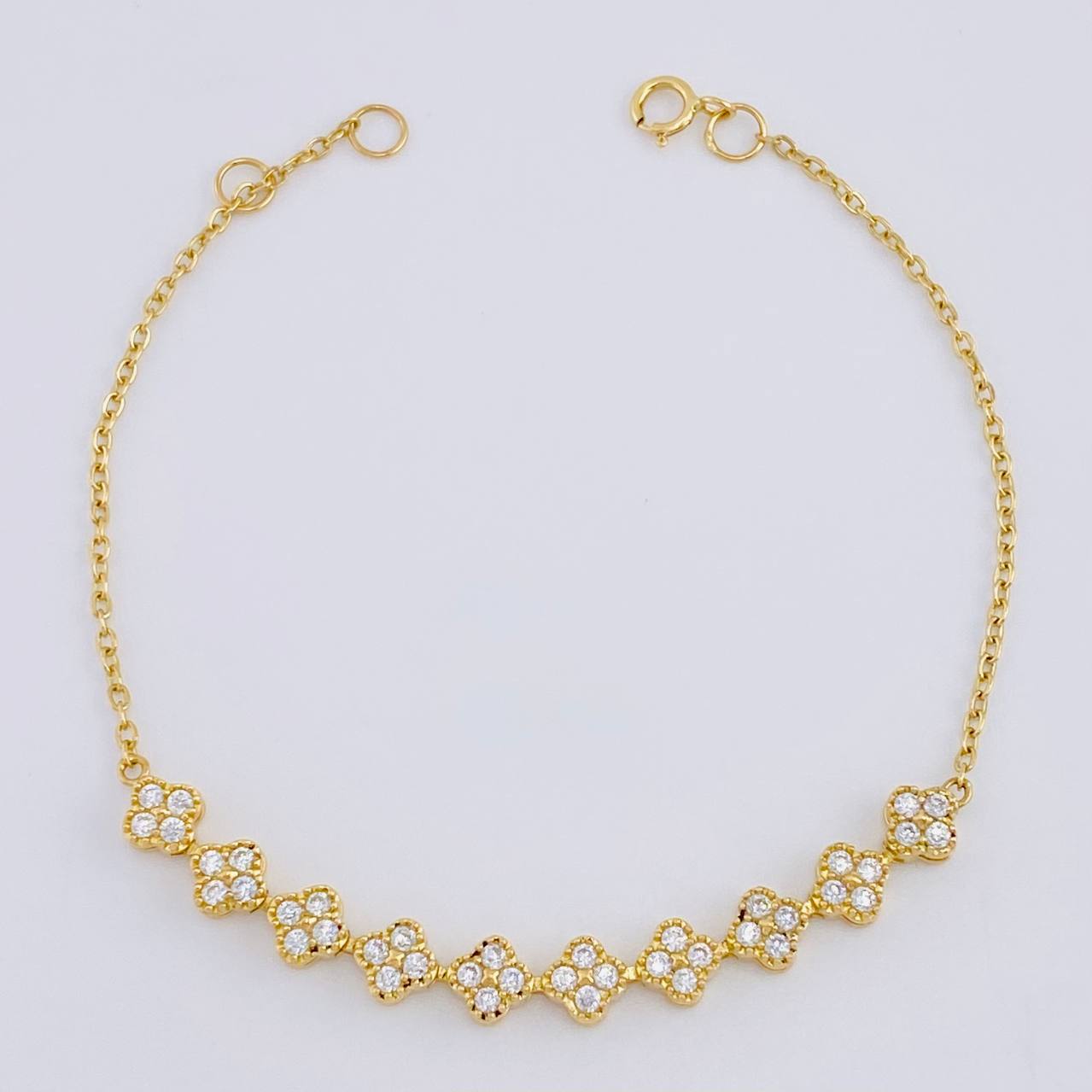 Pulso Modulable Volga Secuencia De Trebol 3.3 g / 6 3/4 in - 6 1/4 in / 1.3 mm Oro Amarillo 18K