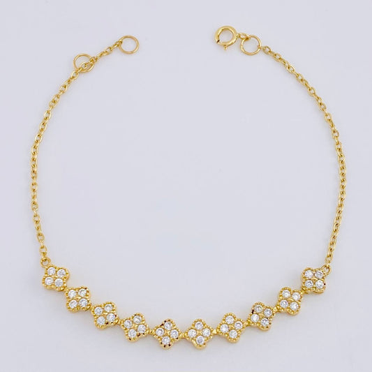 Pulso Modulable Volga Secuencia De Trebol 3.3 g / 6 3/4 in - 6 1/4 in / 1.3 mm Oro Amarillo 18K