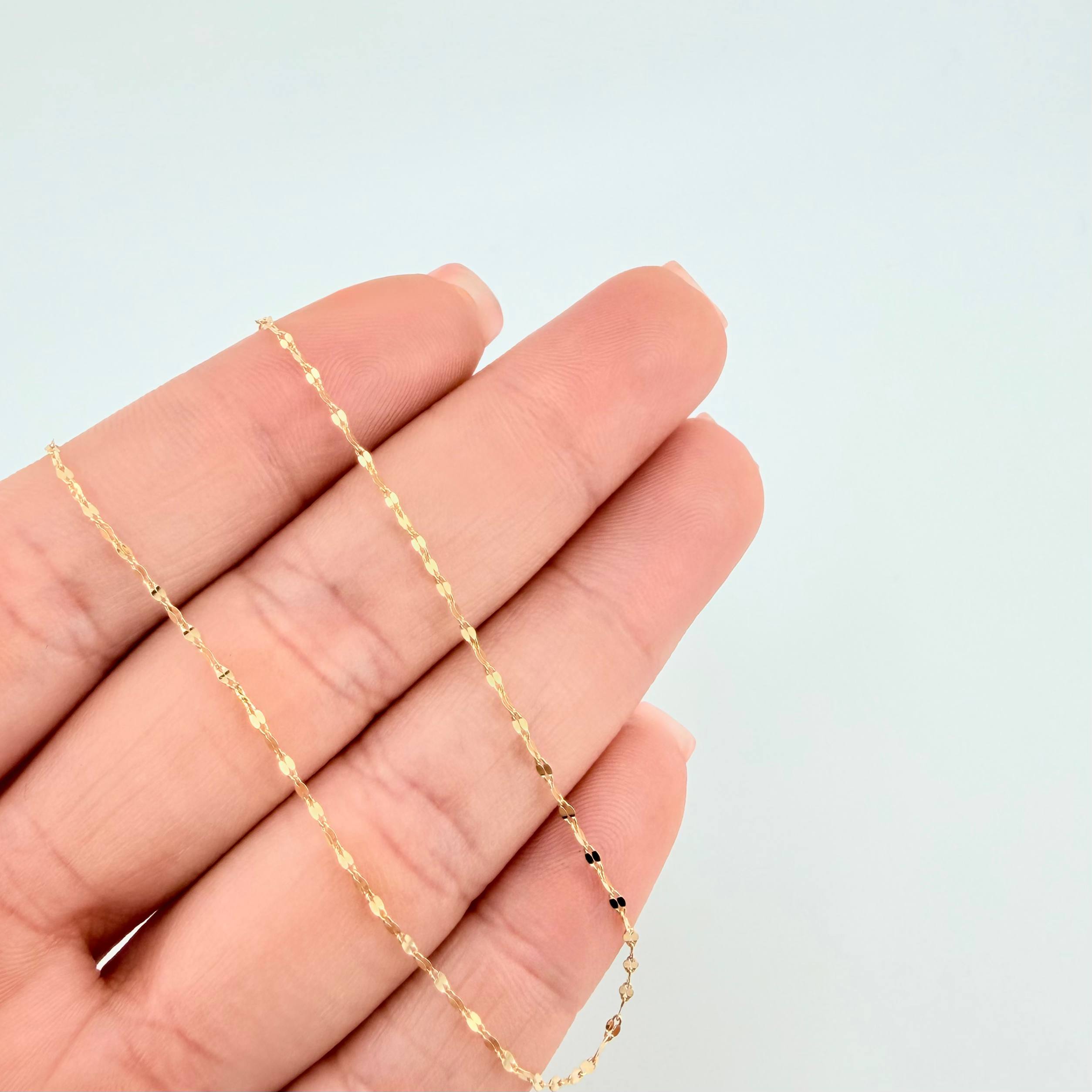 Mirror Flower Chain 0.8 g / 17 3/4 in / 1.7 mm 18K Yellow Gold