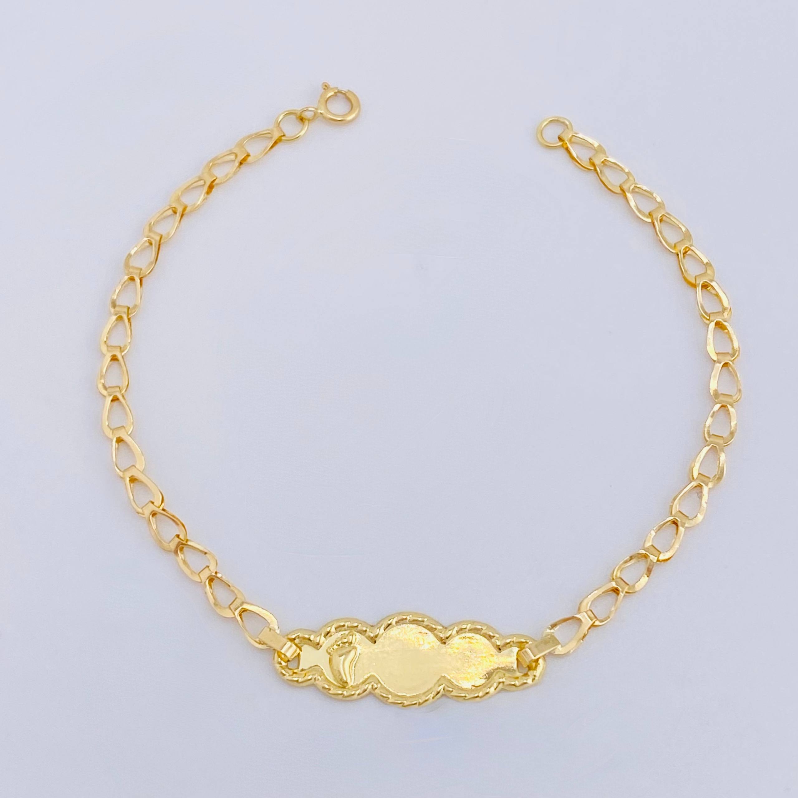 Baby Bracelet Spike Cloud Plate Bordered 1.2gr / 5 3/4 in / 2.7mm 18K Yellow Gold