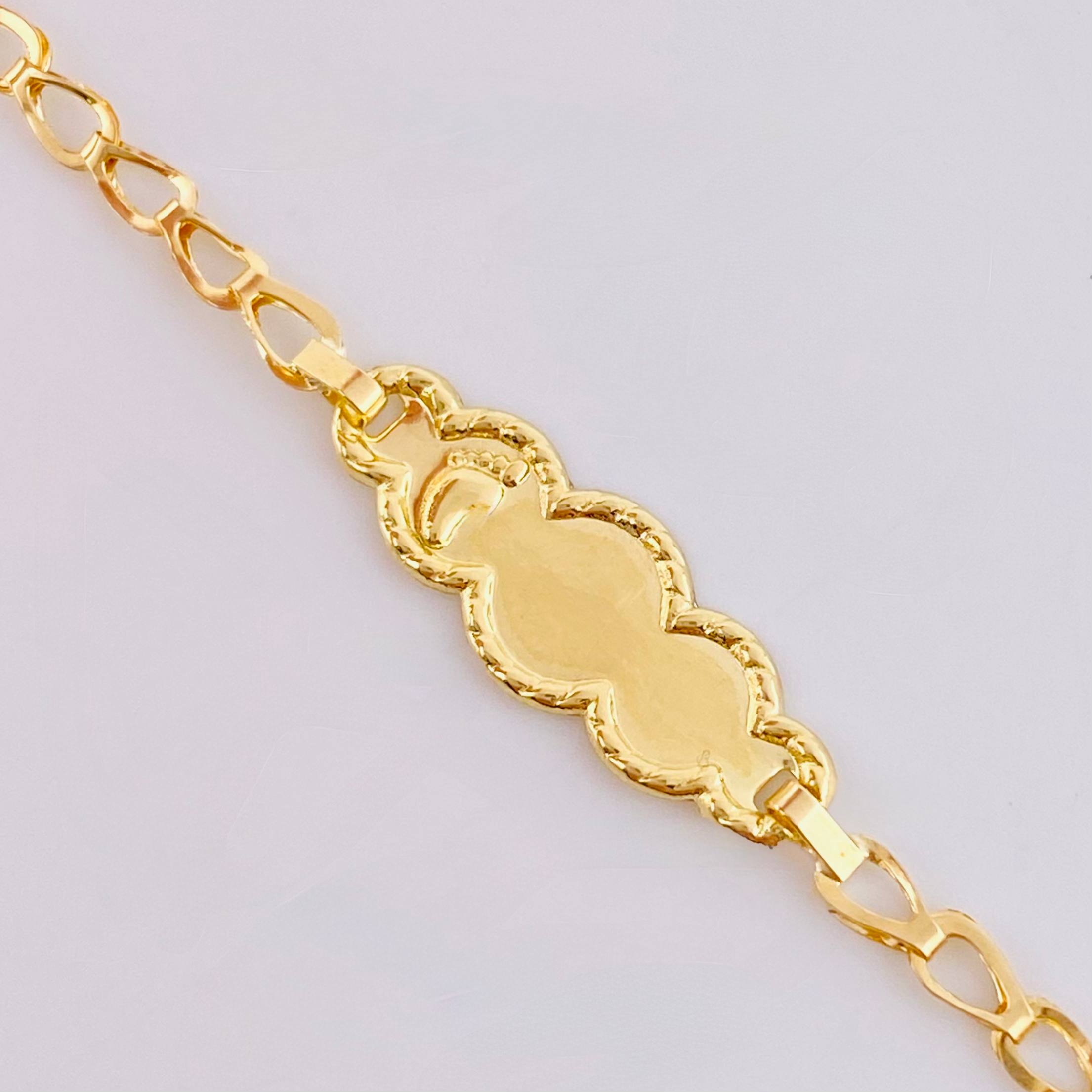 Baby Bracelet Spike Cloud Plate Bordered 1.2gr / 5 3/4 in / 2.7mm 18K Yellow Gold