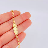 Baby Bracelet Spike Cloud Plate Bordered 1.2gr / 5 3/4 in / 2.7mm 18K Yellow Gold