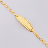 Pulso Bebé Espiga Placa Ovalada Bordeada 1.2gr / 5 3/4 in / 2.7mm Oro Amarillo 18K