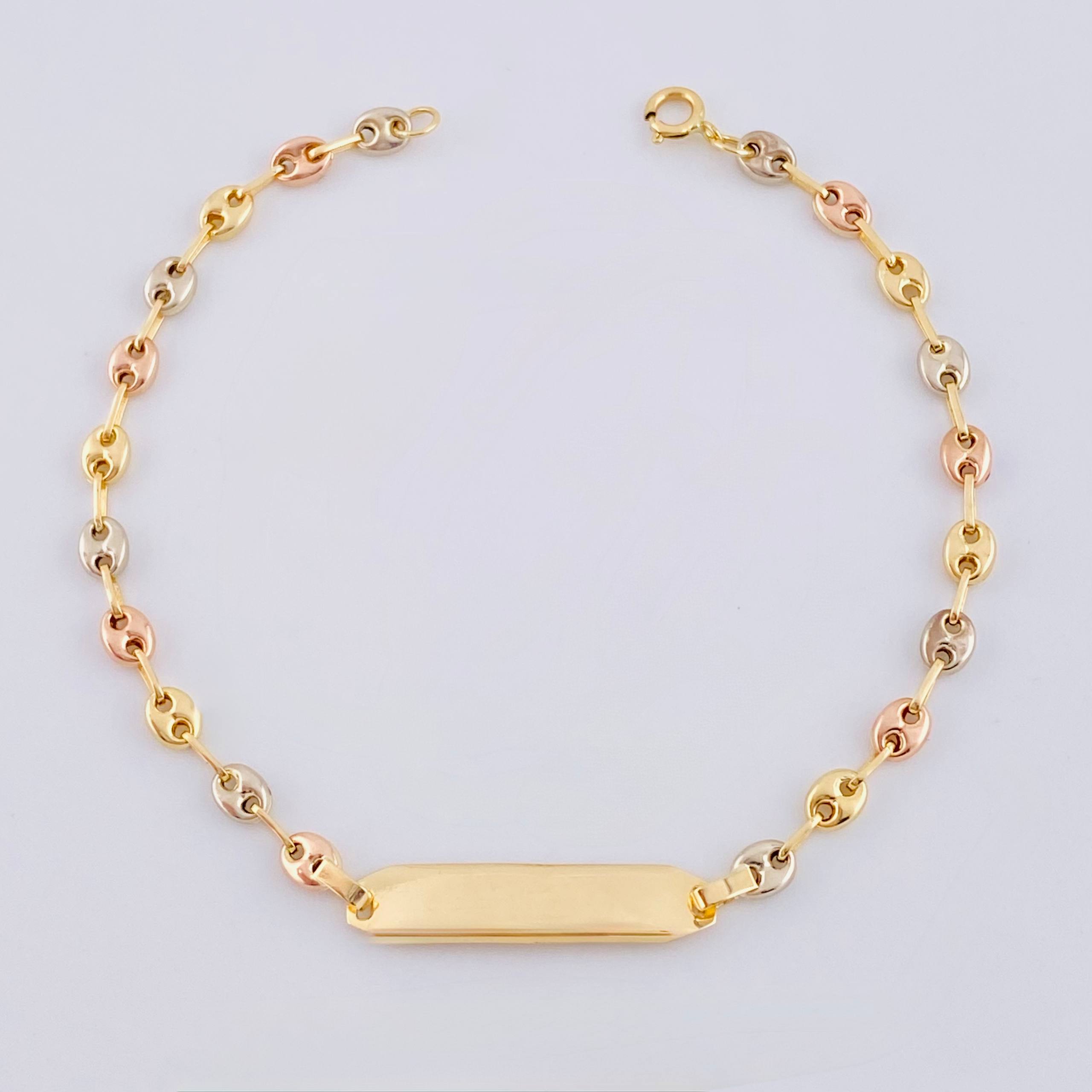 Pulso Bebé Gc Placa Rectangular Curva 1.45gr / 5 3/4 in / 3.2mm Tres Oros 18K ©