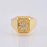 Crown Signet Ring 3.45 g / T10 3/4 Two-Tone Yellow White Gold 18K