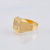 Crown Signet Ring 3.45 g / T10 3/4 Two-Tone Yellow White Gold 18K