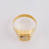 Crown Signet Ring 3.45 g / T10 3/4 Two-Tone Yellow White Gold 18K