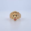 León Ring 7.25gr / Size 9 1/4 / Smooth - Green and Fuchsia Zircons 18K Yellow Gold *