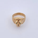 León Ring 7.25gr / Size 9 1/4 / Smooth - Green and Fuchsia Zircons 18K Yellow Gold *