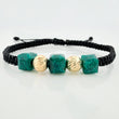 Black Woven Bracelet Cubic Beads 3Mm 3Units Yellow Gold 18K
