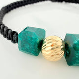 Black Woven Bracelet Cubic Beads 3Mm 3Units Yellow Gold 18K