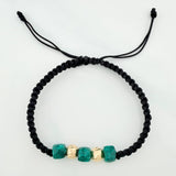 Pulsera Tejida Negra Morrallas 3Mm 3Und Oro Amarillo 18K