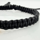 Black Woven Bracelet Cubic Beads 3Mm 2Pcs Yellow Gold 18K