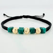 Black Woven Bracelet Cubic Beads 2Mm 4Pcs Yellow Gold 18K