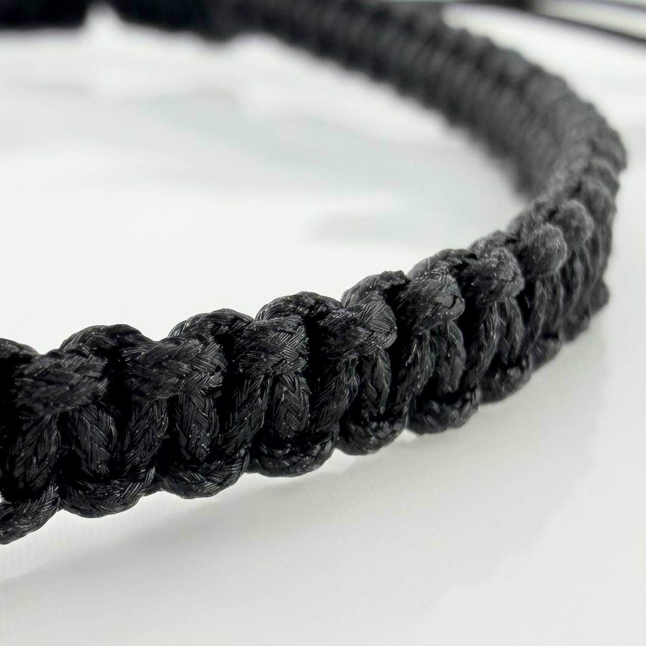 Black Woven Bracelet Cubic Beads 2Mm 4Pcs Yellow Gold 18K