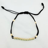 Pulsera Tejida Negra Tennis Oro Amarillo 18K