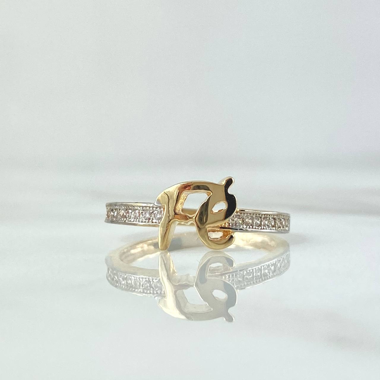 Faith Ring 1.95gr / Size 6 1/4 / White Zircons 18K Yellow Gold ©