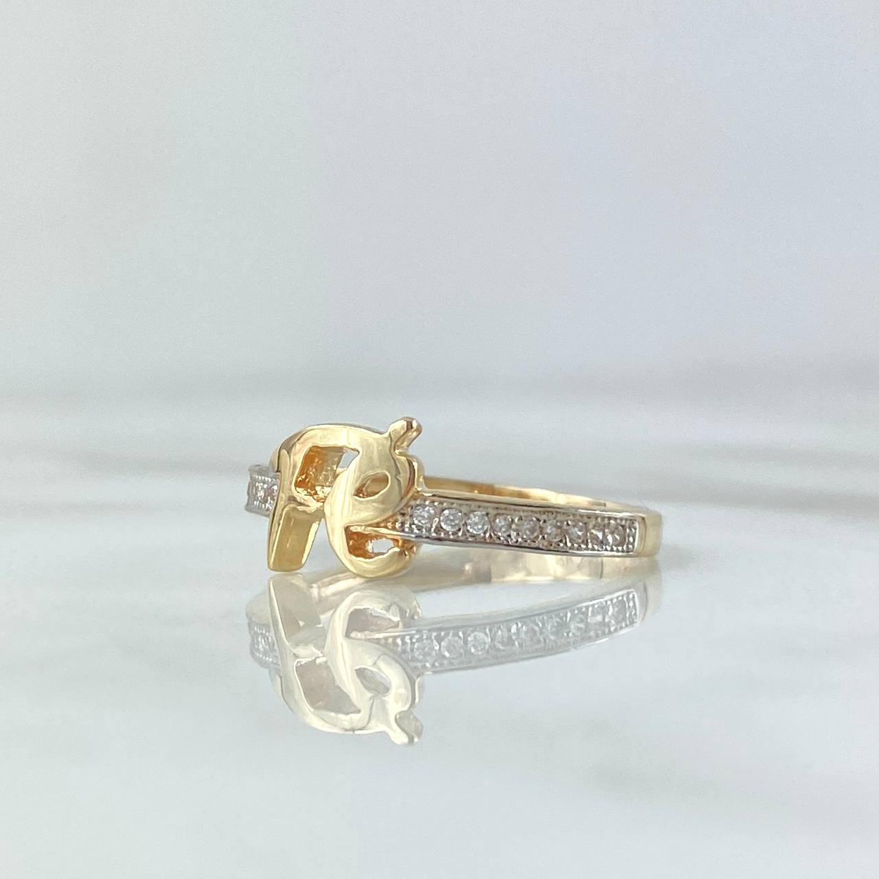Faith Ring 1.95gr / Size 6 1/4 / White Zircons 18K Yellow Gold ©