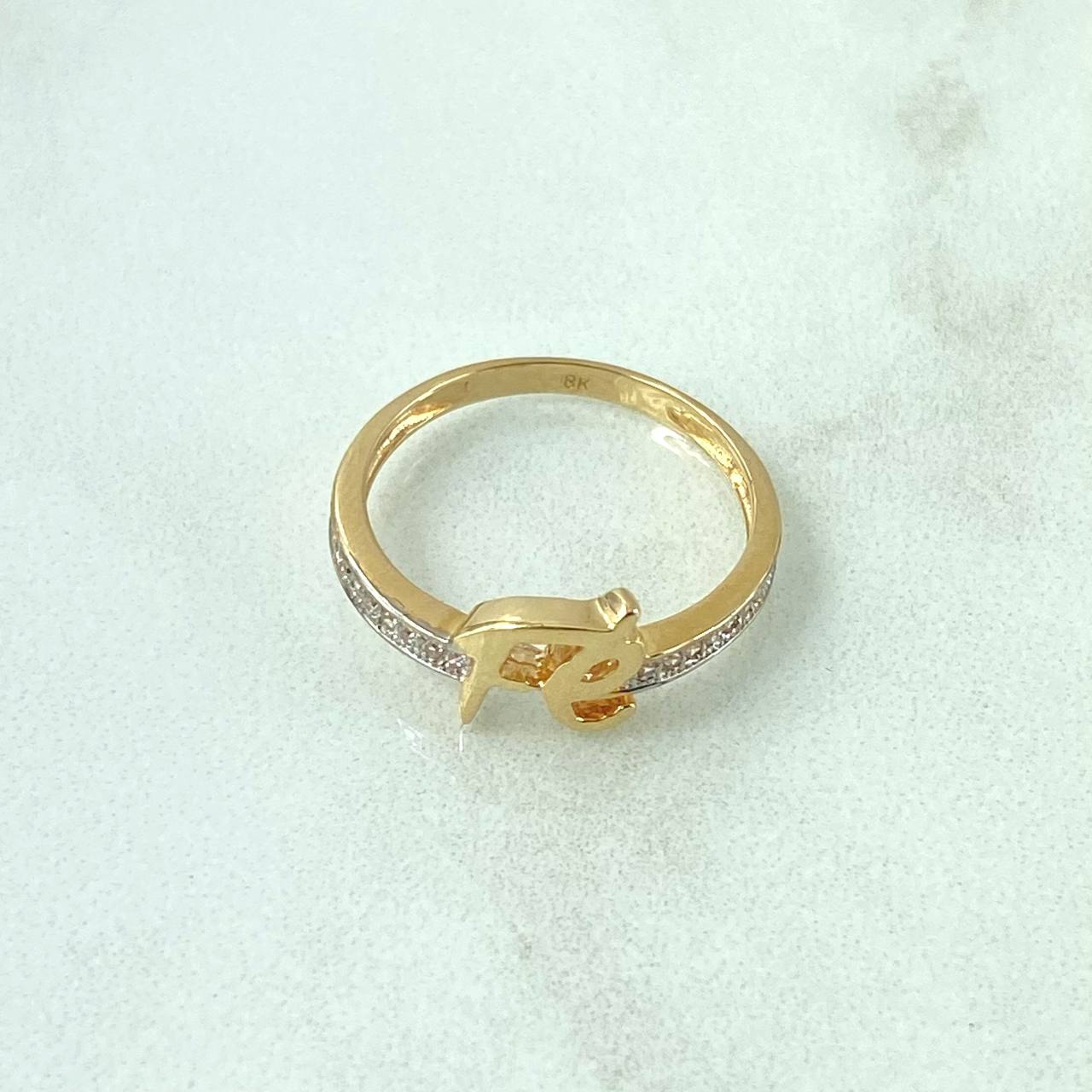 Faith Ring 1.95gr / Size 6 1/4 / White Zircons 18K Yellow Gold ©