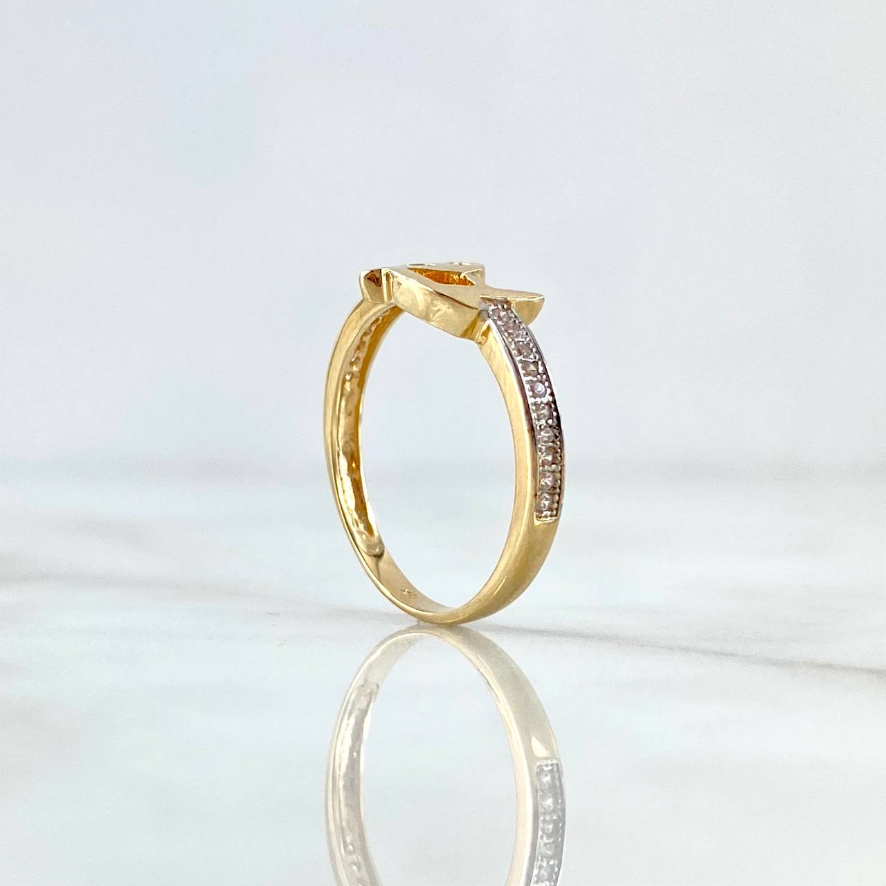 Faith Ring 2.15gr / Size 7 / White Zircons 18K Yellow Gold ©