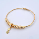 Bracelet PD Giraffe 7.8gr / 18cm / 5mm-4mm Beads Diamond Cut White Green Zircons Yellow Gold 18K ©