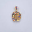 Pendant Indian 4.95gr / 3cm / Colored Zircons 18K Yellow Gold $