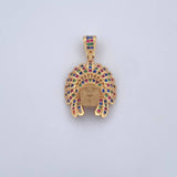 Pendant Indian 4.95gr / 3cm / Colored Zircons 18K Yellow Gold $