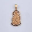 Pendant Virgin of Carmen 7.25gr / 4cm / Black and White Zircons 18K Yellow Gold $