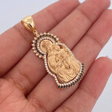 Pendant Virgin of Carmen 7.25gr / 4cm / Black and White Zircons 18K Yellow Gold $