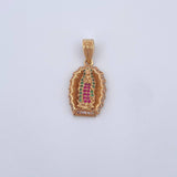 Dije Virgen Guadalupe 4.05gr / 3cm / Circones Fucsias Verdes Blancos Oro Amarillo 18K $
