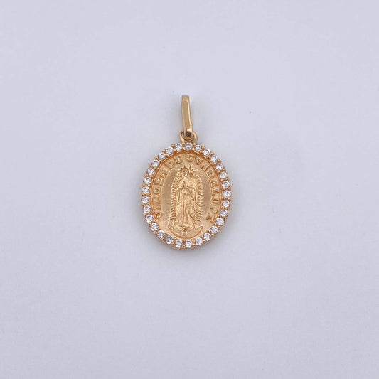 Dije Virgen Guadalupe 3.05gr / 2.4cm / Circones Blancos Oro Amarillo 18K $
