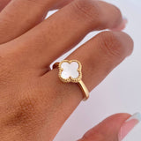 Anillo Trebol 3gr / T5 3/4 / Nacar Blanco Oro Amarillo 18K $