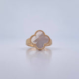 Ring Clover 4.3gr / Size 7 1/4 / White Mother-of-Pearl 18K Yellow Gold $