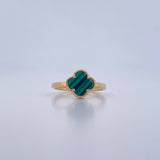 Anillo Trebol  1.95gr / T6 1/4 / Malaquita Verde Oro Amarillo 18K $