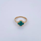 Anillo Trebol  1.95gr / T6 1/4 / Malaquita Verde Oro Amarillo 18K $