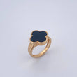 Anillo Trebol 4.65gr / T6 3/4 / Onix Negro Oro Amarillo 18K $