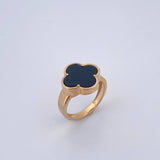 Anillo Trebol 4.65gr / T6 3/4 / Onix Negro Oro Amarillo 18K $