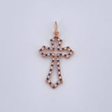Pendant Cross Silhouette 1.65gr / 3.5cm / Black and White Zircons 18K Rose Gold $