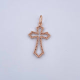 Pendant Cross Silhouette 1.65gr / 3.5cm / Black and White Zircons 18K Rose Gold $