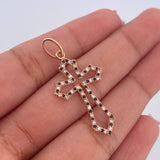 Pendant Cross Silhouette 1.65gr / 3.5cm / Black and White Zircons 18K Rose Gold $