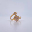 Hug Ring Clover 3.05gr / T6 1/2 / White Zircons 18K Yellow Gold $