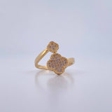 Hug Ring Clover 3.05gr / T6 1/2 / White Zircons 18K Yellow Gold $