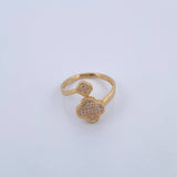 Hug Ring Clover 3.05gr / T6 1/2 / White Zircons 18K Yellow Gold $