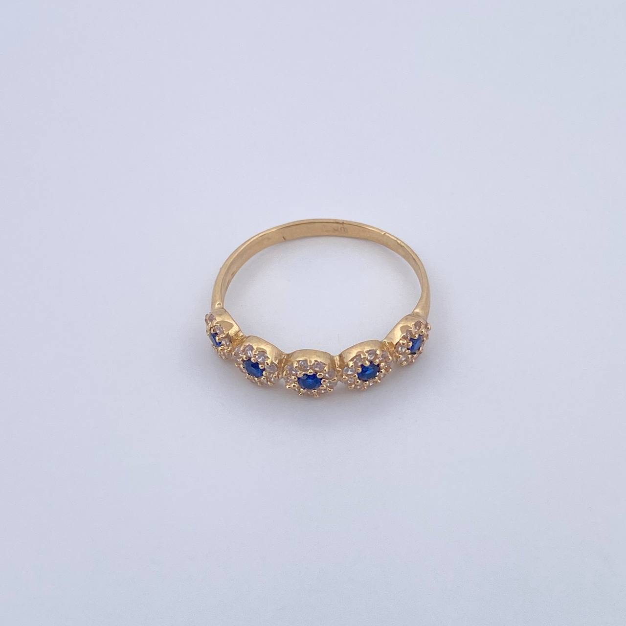Pendant Churumbela Thick 2gr / T7 3/4 / Blue White Zircons 18K Yellow Gold $