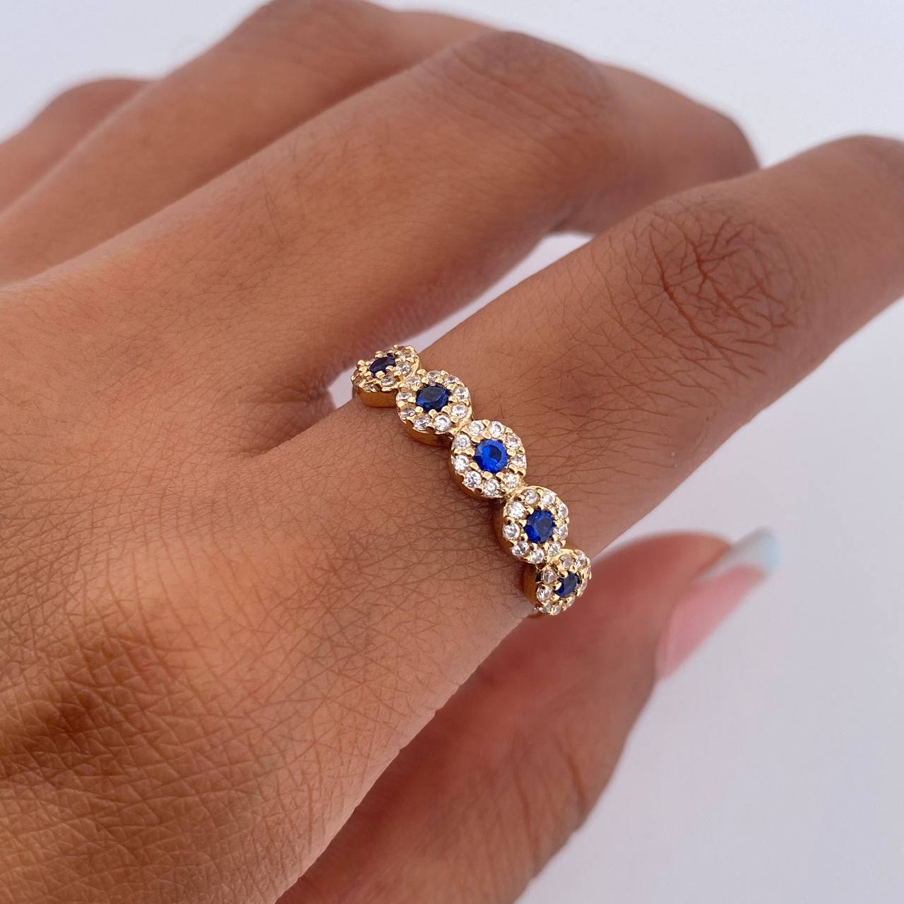 Pendant Churumbela Thick 2gr / T7 3/4 / Blue White Zircons 18K Yellow Gold $