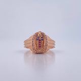 Anillo Virgen Guadalupe 4.95gr / T8 / Circones Fucsias Azules Blancos Oro Rosa 18K $